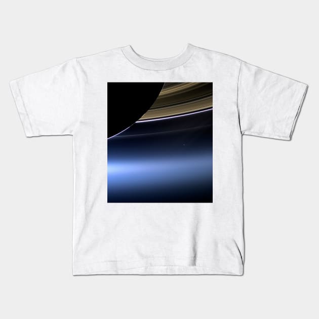 Earth and Moon from Saturn, Cassini image (C019/4438) Kids T-Shirt by SciencePhoto